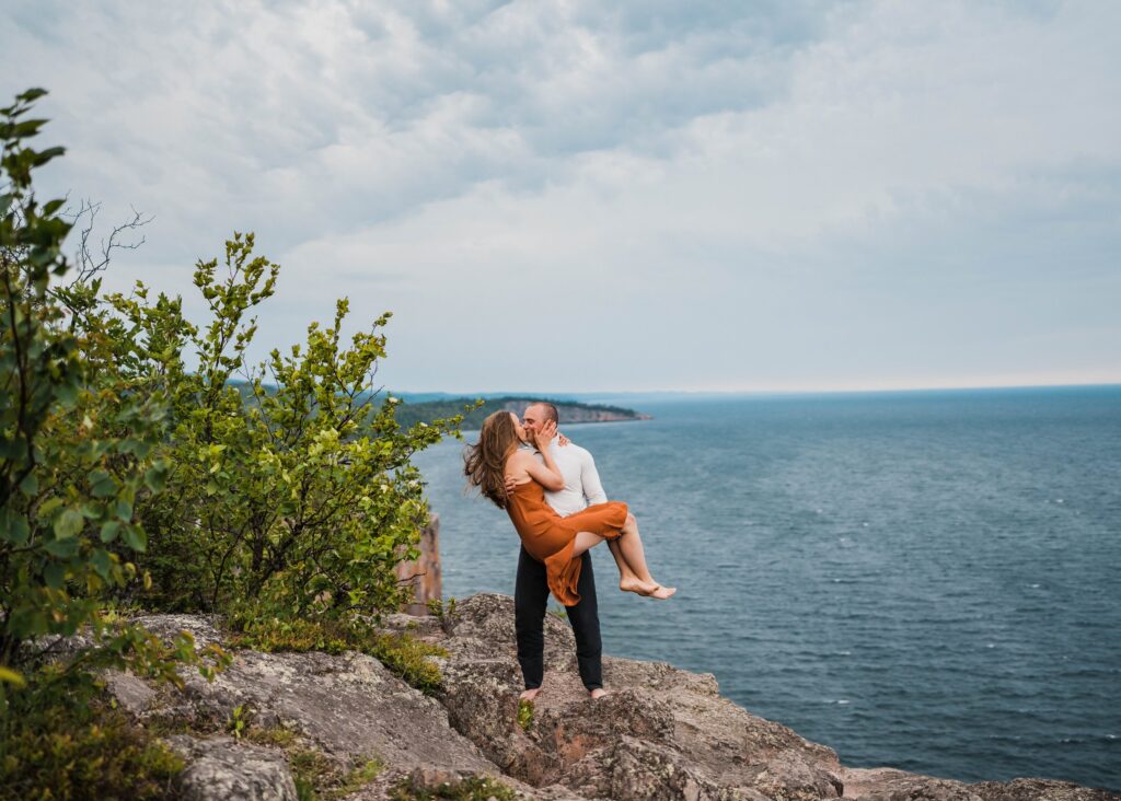 An engagement session at Palisade Head on Minnesota's north shore.
