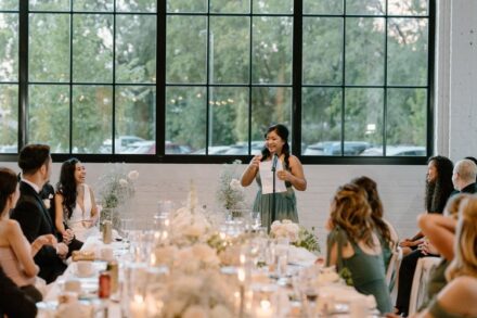 The maid of honor giving her speech.