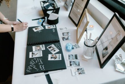 The polaroid guest book during cocktail hour.